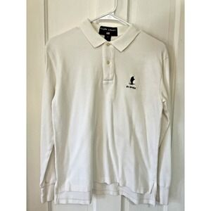 Vintage RL Ralph Lauren Sport Skiing Bear Shirt Long Sleeve  Men's Sz S White